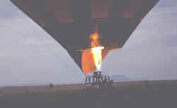 Balloon going up over Serengeti