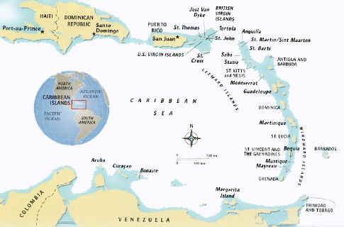 Map of West Indies