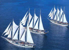 Three windjammers in the Caribbean
